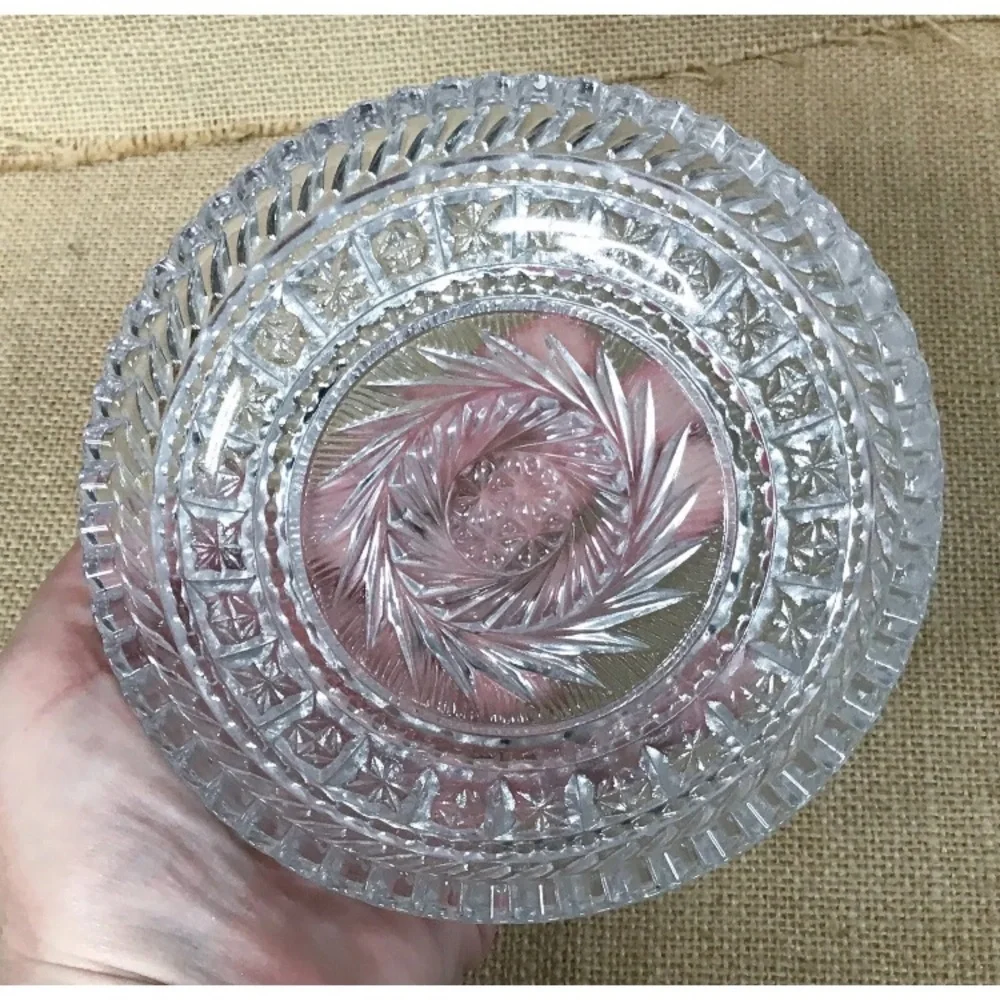 Vintage Fostoria Crystal Whirlwind Round Condiment Dish Fairy Core Elegant